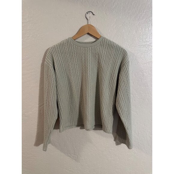 Philosophy Sweaters - Y Philosophy Dark Taupe Cable Knit Fisherman Style Long Sleeved Crewneck Sweater
